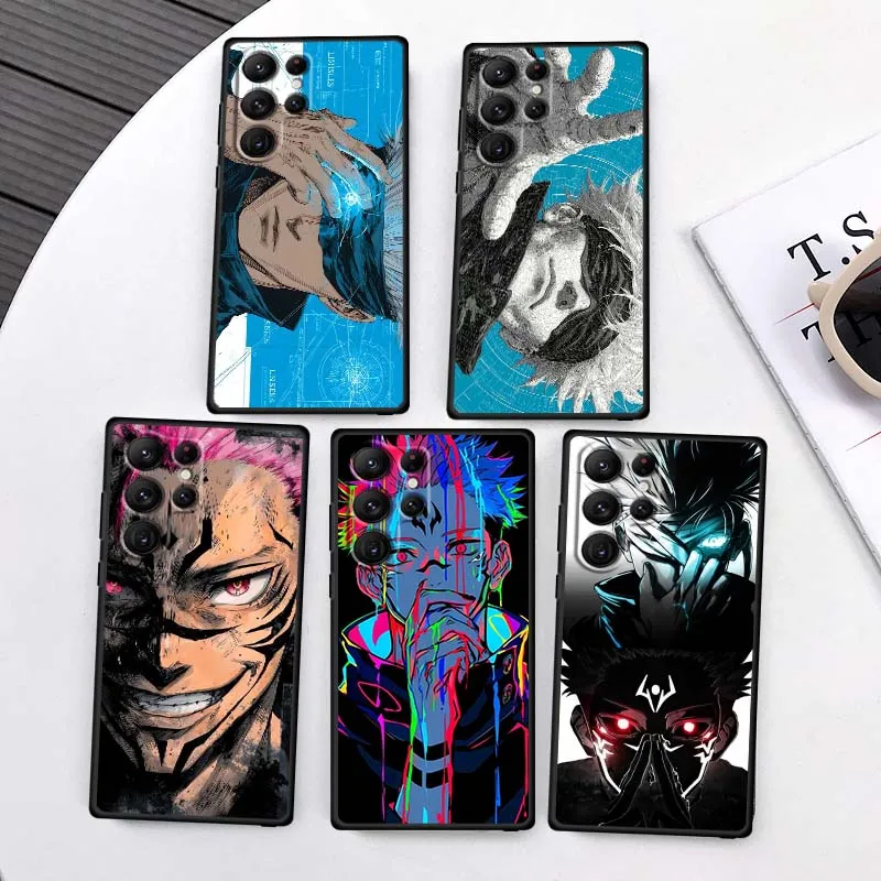 

Anime J-Jujutsu Kaisen Gojo Phone Case For Samsung Galaxy S25 S24 S23 S22 S21 S20 S10 Ultra Plus FE 5G Black Soft TPU Cover