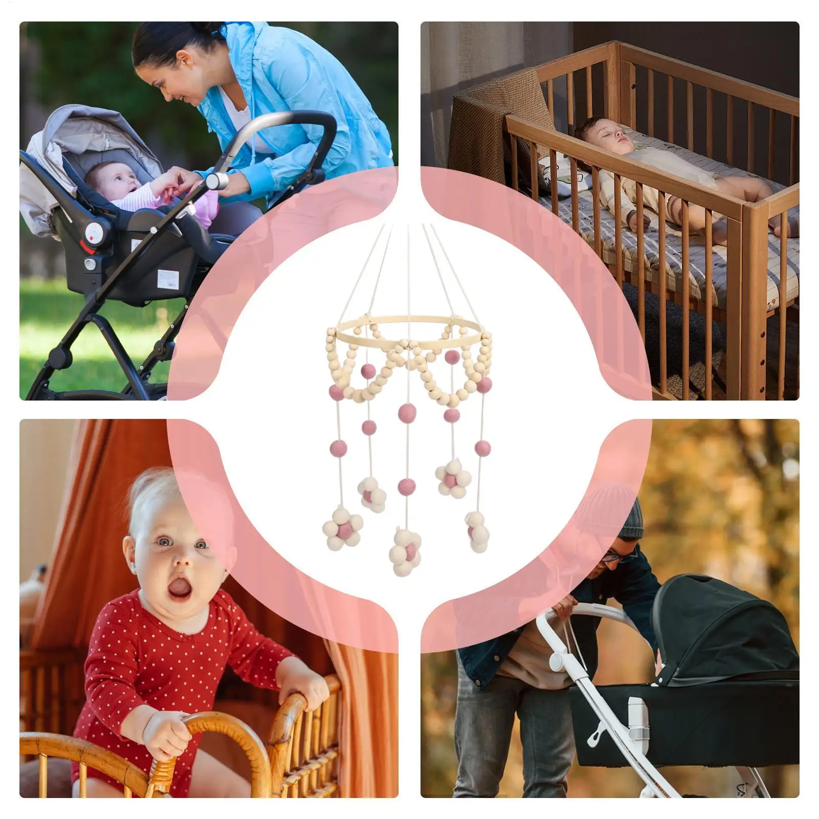 Crib Mobile Bed Bell Hangable Toys With Bell Decoration For Bassinet Playpen Room Girls Boys Overhead Bedside Bedroom