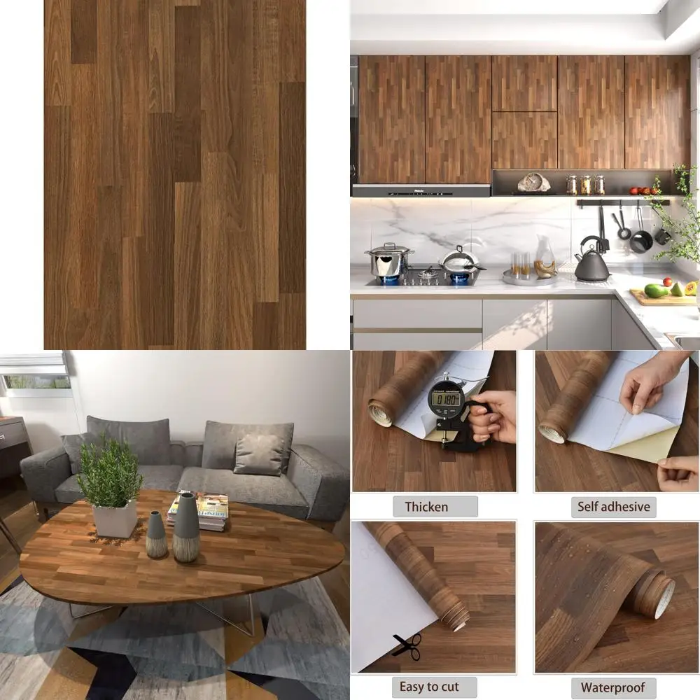 ورق جدران ذاتي اللصق وقابل للإزالة من الخشب الداكن للخزائن - ورق اتصال خشبي صناعي قابل للتقشير واللصق، سهل التركيب، Du