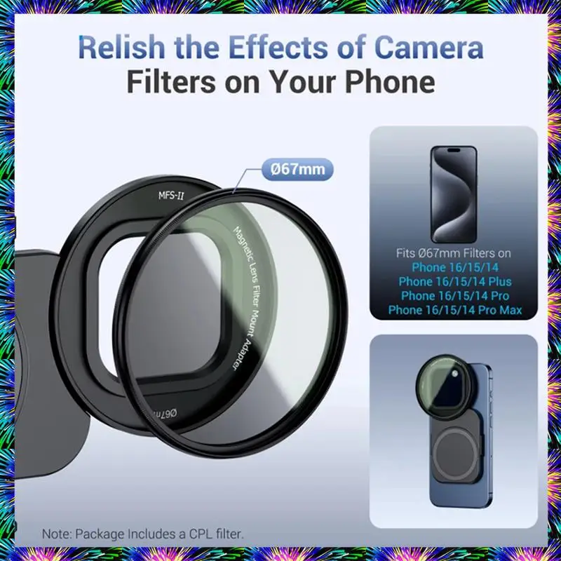 

ZIZI 67Mm Magnetic Lens Filter Adapter Kit Withcpl Filter&Pouch Foriphone 16 Pro Max Plus Enhance Your Mobile Photography