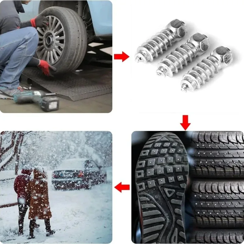 50PCS 6*15mm/18mm/25mm Steel Wheel Tyre Stud Screws Snow Tire Spikes for Car Auto SUV ATV Snow Nail Anti-Slip Screws