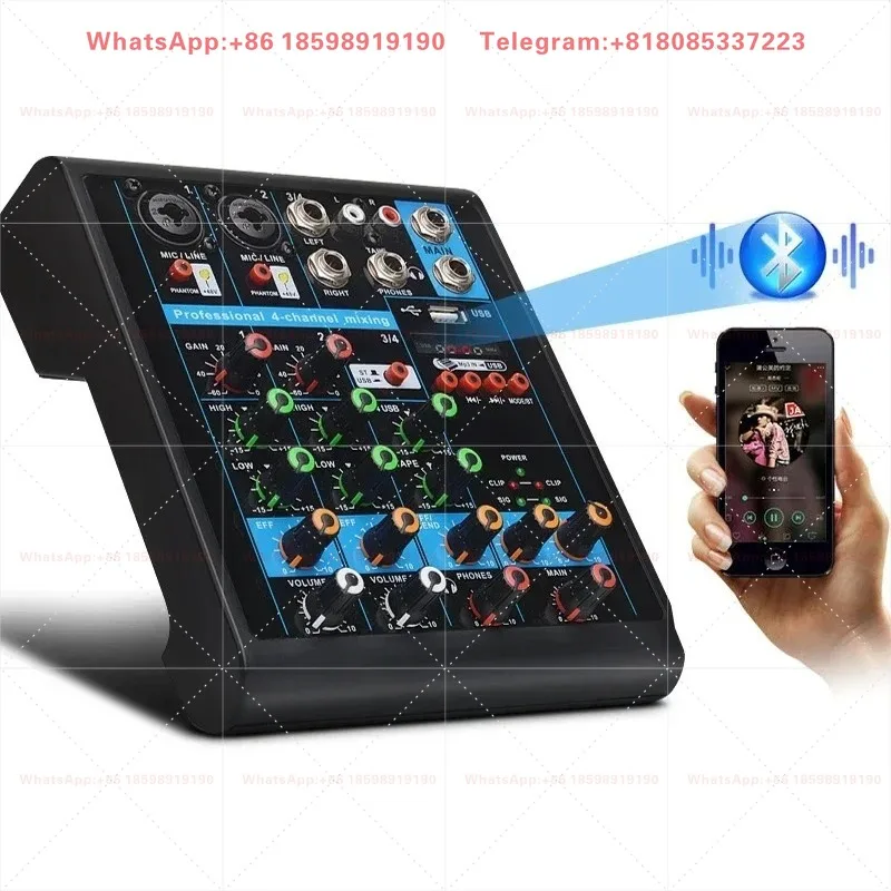 Portable 4 Channel Mini Audio Mixer Lightweight Compact Sound Mixing Console Equipmen