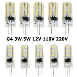 10pcs Mini G4 LED Light Bulb 3W 5W 24LEDs 48LEDs LED Corn Bulb 12V 110V 220V Silicone Lamp Warm/Cool White Crystal Chandelier