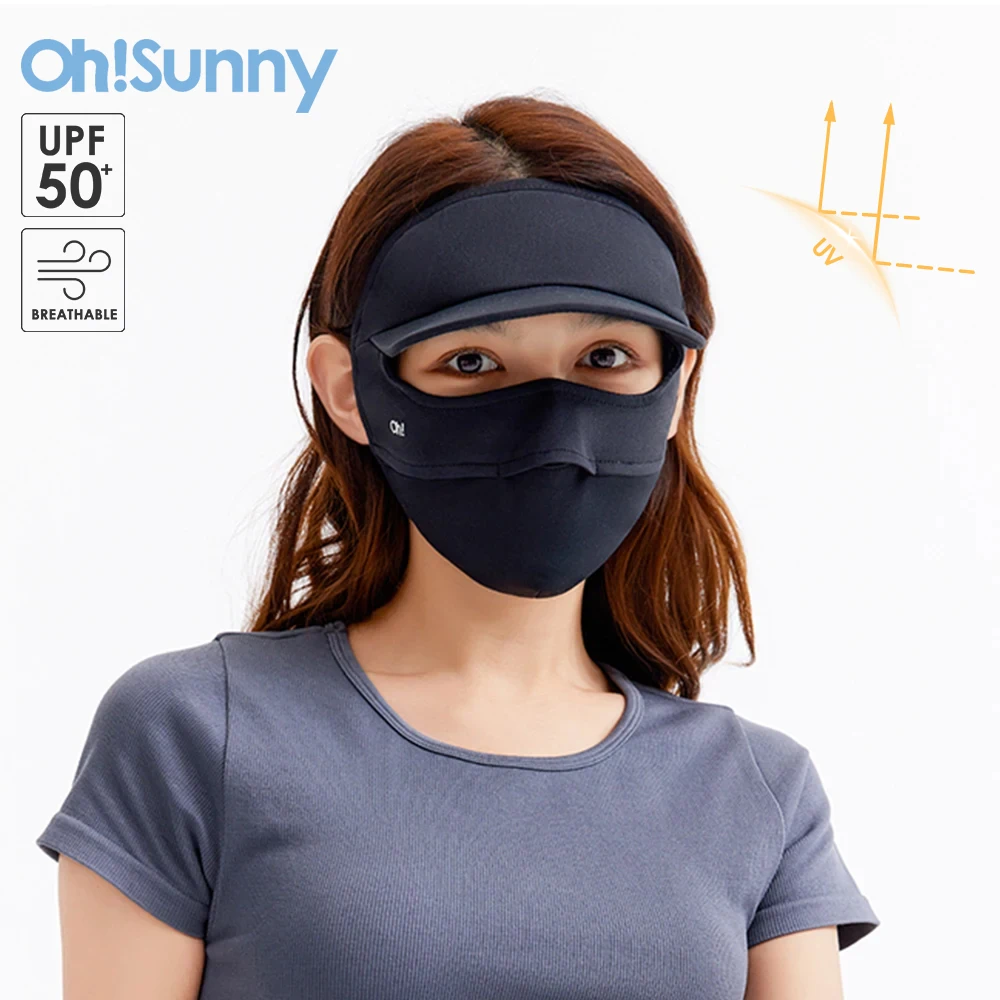 OhSunny masker penahan matahari Golf uniseks, masker wajah serat pendingin pelindung terik matahari menghalangi UV musim panas UPF50 +