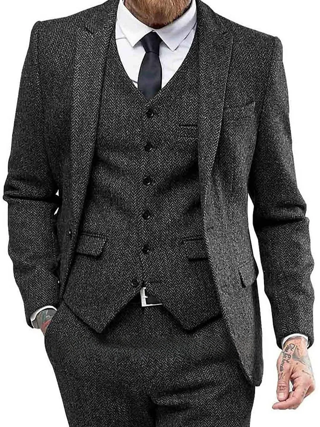 

High Quality 3-piece Men's Suit (Blazer+Vest+Pants ), autumn and winter men's suit, business wedding slim-fit men's clothing.