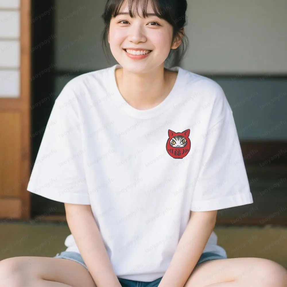 

Cute Japanese-style Damour Budaoweng Cat Tshirt Pocket Size Graphic Printed T-shirt Japanese Tourist Souvenirs Men Women Tops