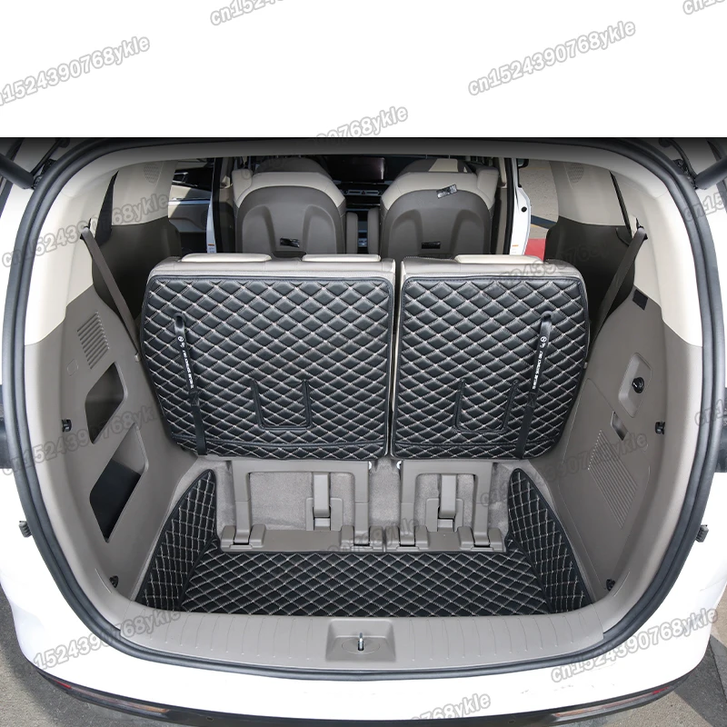 leather car trunk mat cargo liner rear boot groove carpet for kia carnival ka4 2021 2022 2023 2024 accessories luggage cushion