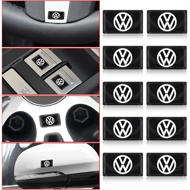 10pcs New 3D Epoxy Car Stickers Small Drop Glue Decals For Volkswagen Golf Passat B6 Magotan Touran Arteon Scirocco GTD GTI CC