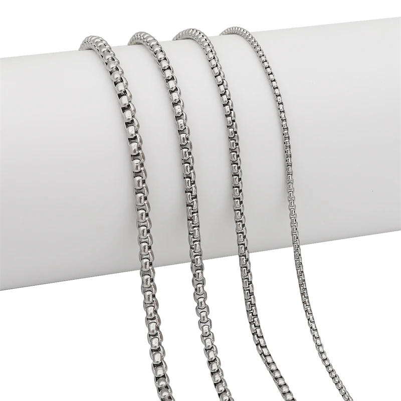 1m/bag Stainless Steel Beads Chain Multi Sizes Style Fashion Simple Rhodium Color Chain Handmade DIY Making Necklace Findings