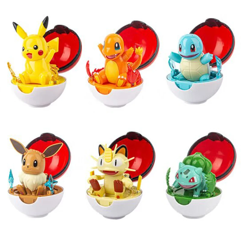 Pokemon Action Figure Transformation Pokeball Pikachu Jigglypuff Scorbunny Scalable Anime Figure Doll Model Christmas Toys Gifts