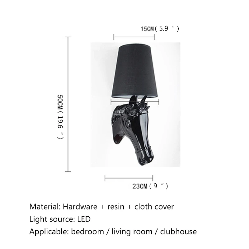 PLLY-Lâmpada de parede LED contemporânea, cabeça de cavalo criativa simples, arandelas de resina, luz para casa, sala, hotel, decoração do quarto