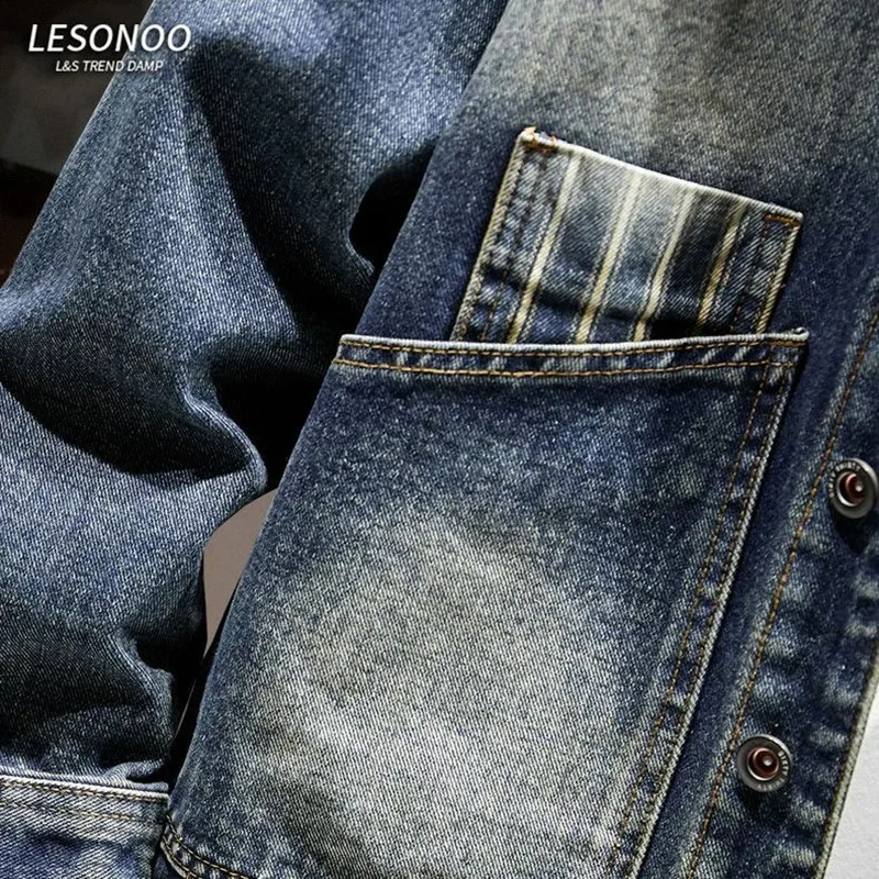 الخريف والربيع موضة جديدة الاتجاه لون نقي الأمريكية خمر ملابس العمل الدنيم سترة الرجال معطف رياضي فضفاض غير رسمي حجم كبير