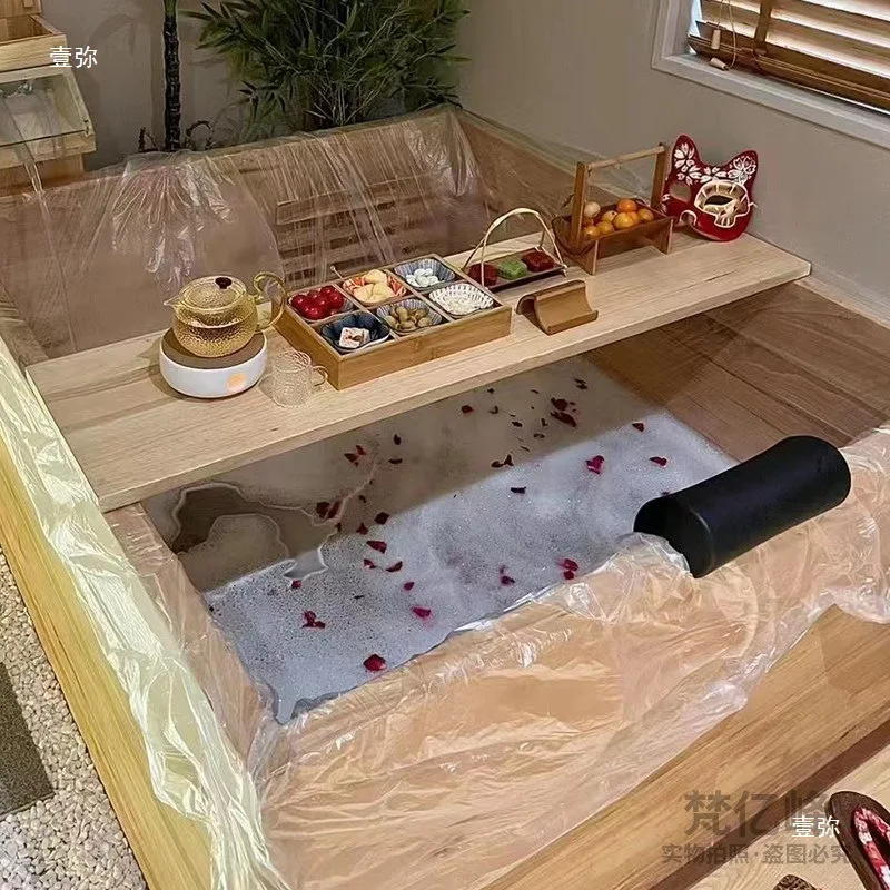 

Oak thickened wooden bucket Adult bath bucket Beauty salon Solid wood bathtub