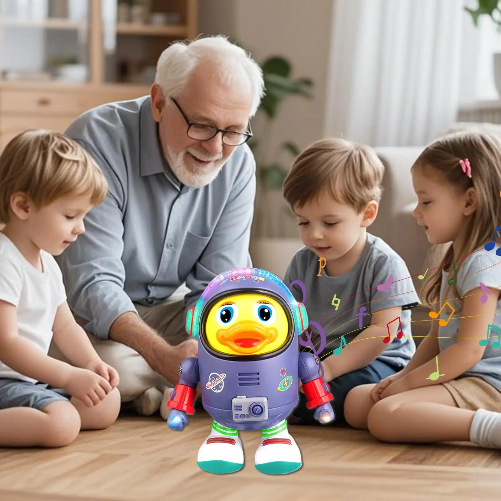 Dansende zingende eend Robotspeelgoed met verlichting en muziek Wiebelend wandelen Elektronisch dierenspeelgoed voor kinderen Kerstverjaardagscadeau