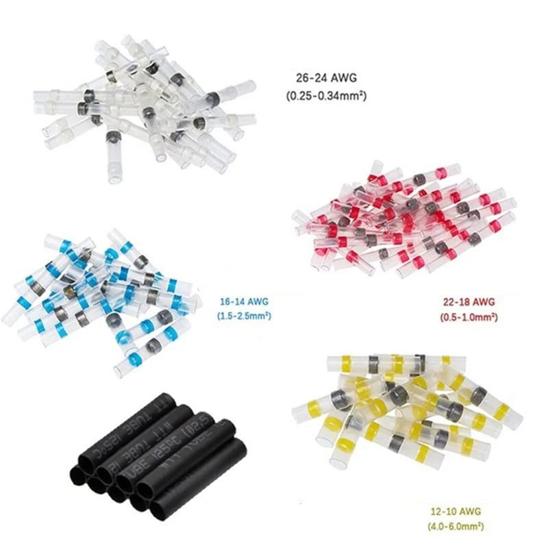 Bagged Mixed Welding Sleeves, Heat-Shrink Butt Joints, Waterproof Wire Connectors, Solder Tubes, Connectors, Heat-Shrink Tubing