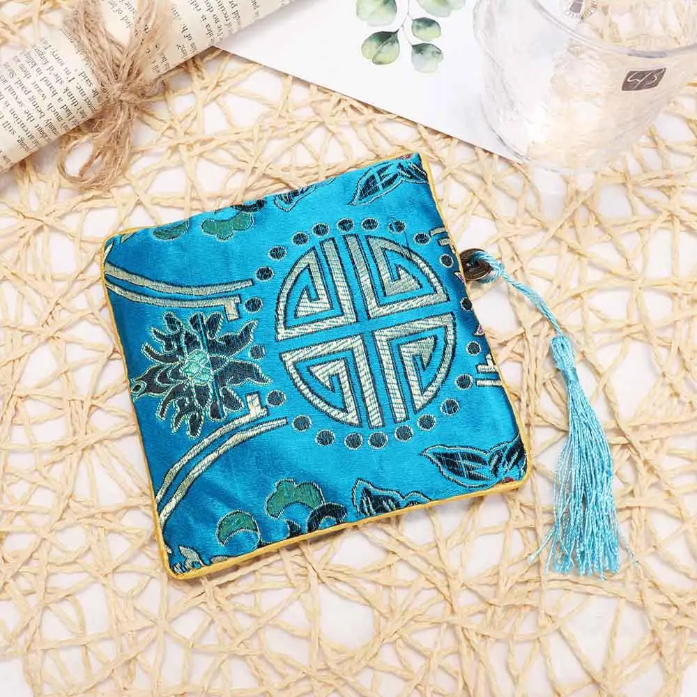 財布ジッパー包装花ビーズクアーテットジッパー生地財布ヒントバッグジュエリーバッグハンドバッグ