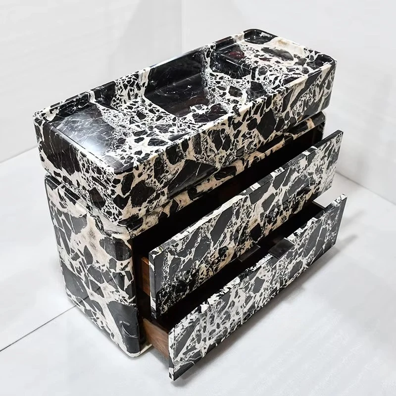 xx-Stylish Luxury Calacatta Black Marble Bathroom Vanity: Natural Stone Basin & Marble Sink.*