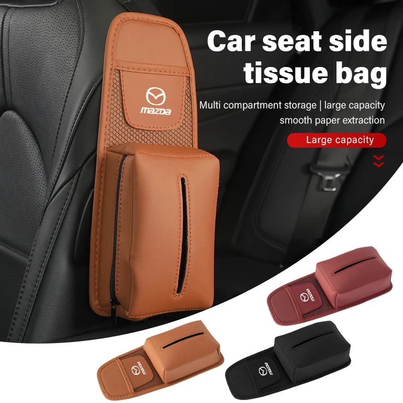 Car Seat Side Organizer Bag Sundries Tissue Storage Pocket For Mazda Axela Atenza CX9 MX3 MX5 RX8 RX7 MX30 CX30