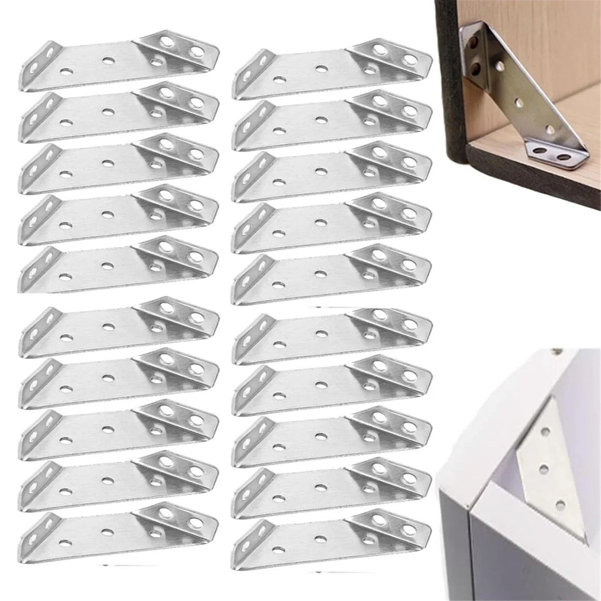 20PCS Universal Furniture Corner Connector, Angle Fasten Connector Furniture Triangle Support Frame