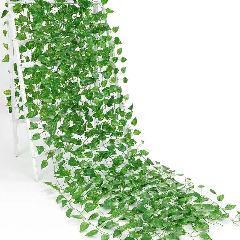 210Cm Artificial Hanging Christmas Garland Plants Vine Leaves Green Silk Outdoor Home Wedding Party Bathroom Garden Decoration