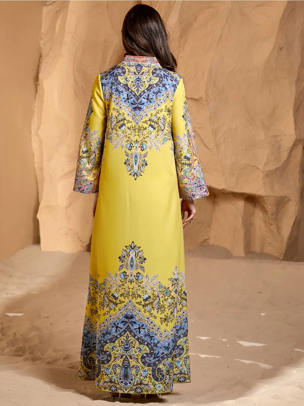 Eid prière musulman marocain Robe femmes imprimer Abaya élégant Ramadan robes de soirée dubaï Islam caftan Robe Longue robes Largo