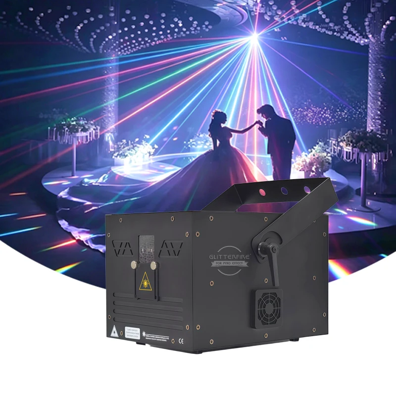 5W RGB Full-Color Animation Laser Light with DMX512, Bluetooth & Sound-Activated Control – Stage Projector for DJ Party, KTV, Ni