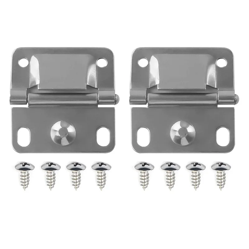 2pcs Replacement Hinges with 8pcs Screws Universal for Cooler Stainless Steel Cooler Mount Hinge Spare Parts Box Chest Latch