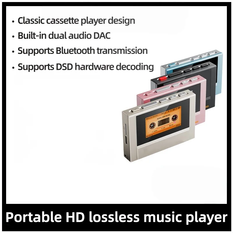 

Миниатюрный беспроводной Bluetooth MP3-плеер Walkman 8 ГБ с поддержкой DSD, ретро-дизайн, портативный, 15 часов воспроизведения, разъемы 3.5 мм/4.4 мм