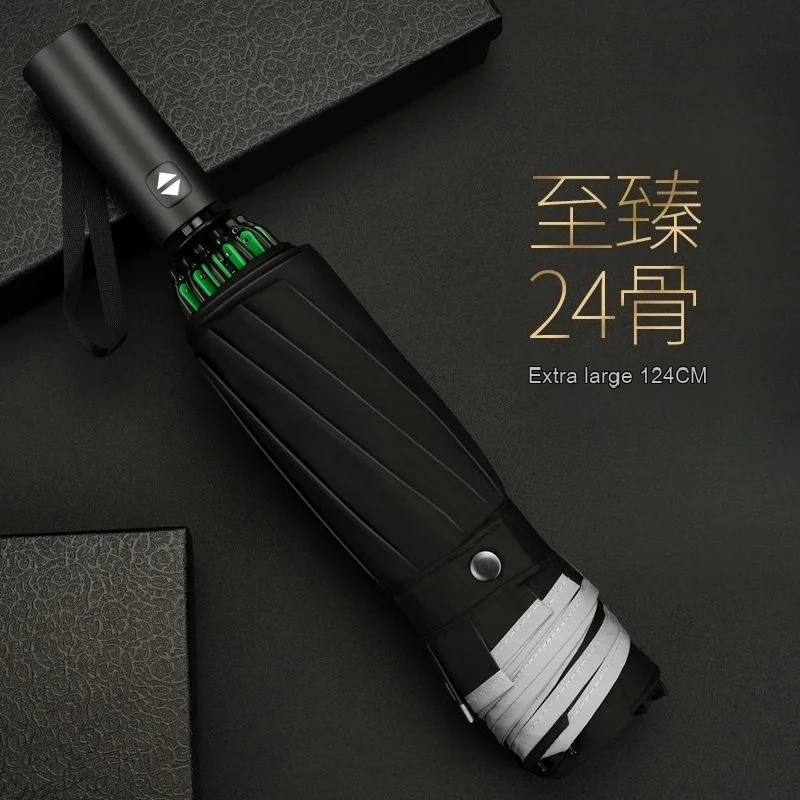 Paraguas Invertido Extra Grande Green Giant Alemán, Paraguas de Lluvia Reforzado y Engrosado Totalmente Automático de Gran Tamaño para Hombre