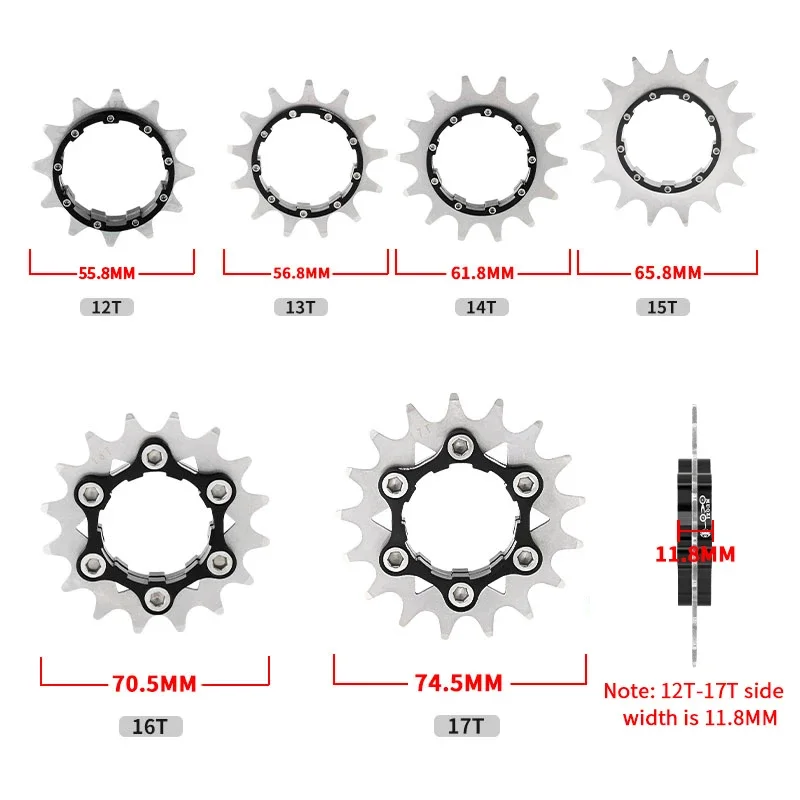 Single Speed Freewheel for MTB Bicycle 12T 13T 14T 15T 16T 17T Mountain Bike 1-Speed Sprocket Gear Aluminum Alloy CNC Flywheel