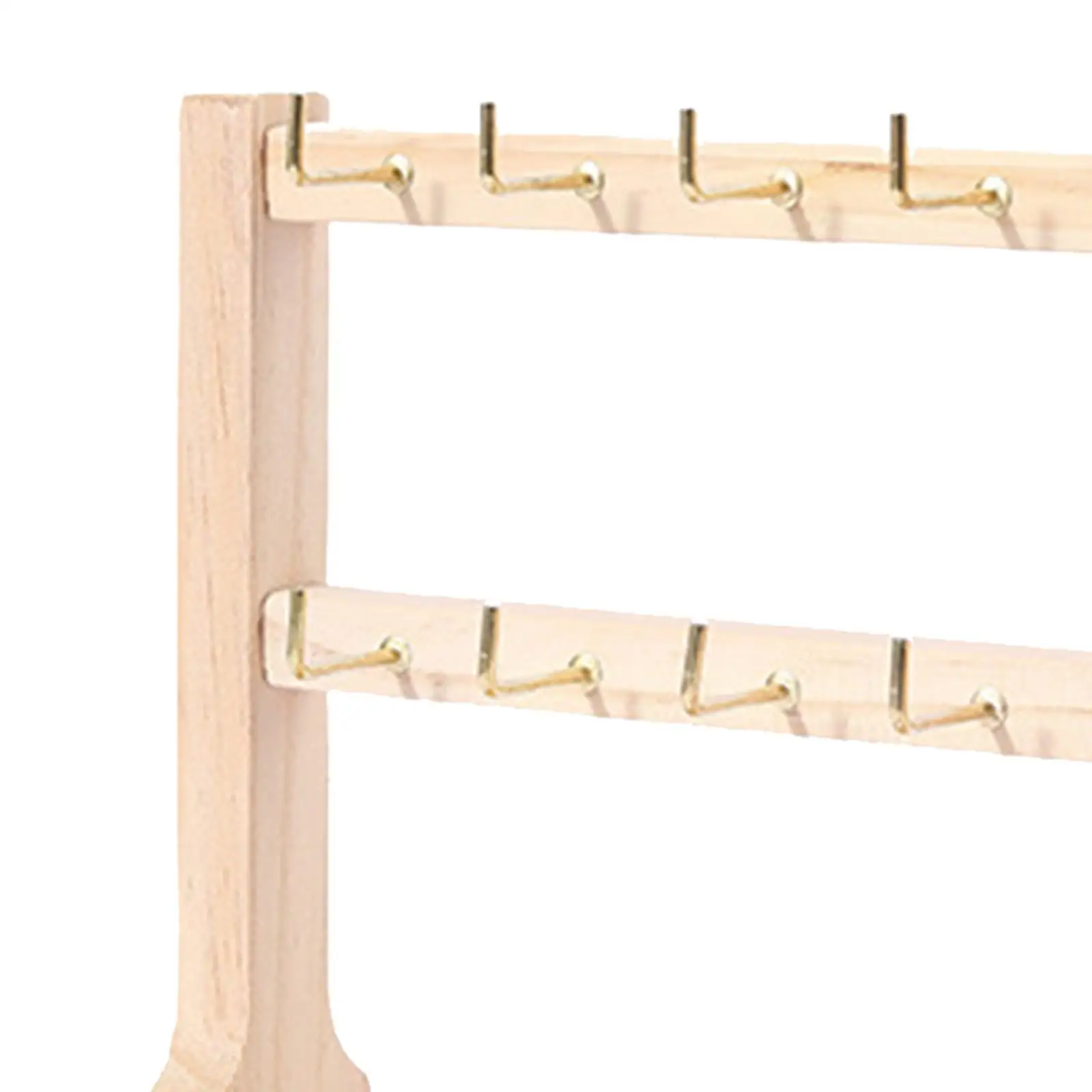 Wooden Jewelry Display Stand with Stable Base and Tray for Ear Studs Necklaces Bracelets Rings Watch Multi Tier Storage