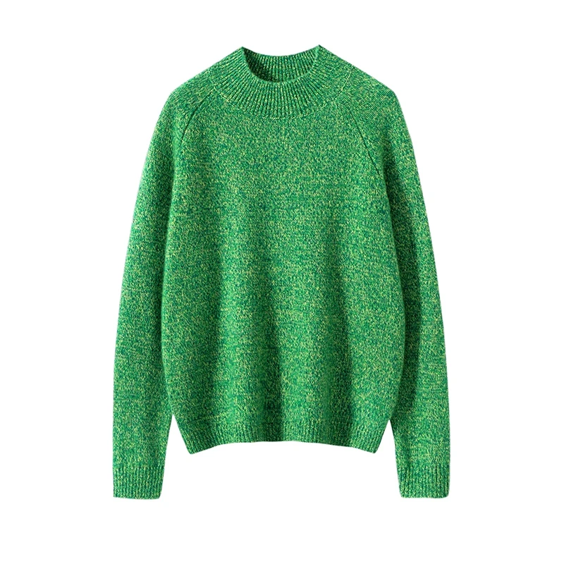 

Элегантный свитер из 100% мериносовой шерсти с воротником-стойкой, осенне-зимний женский мягкий трикотаж с длинными рукавами, корейская модная одежда, топы