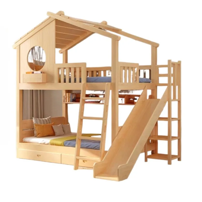 

Bunk bed mother and child bed mother and child slide solid wood up and down bed tree house