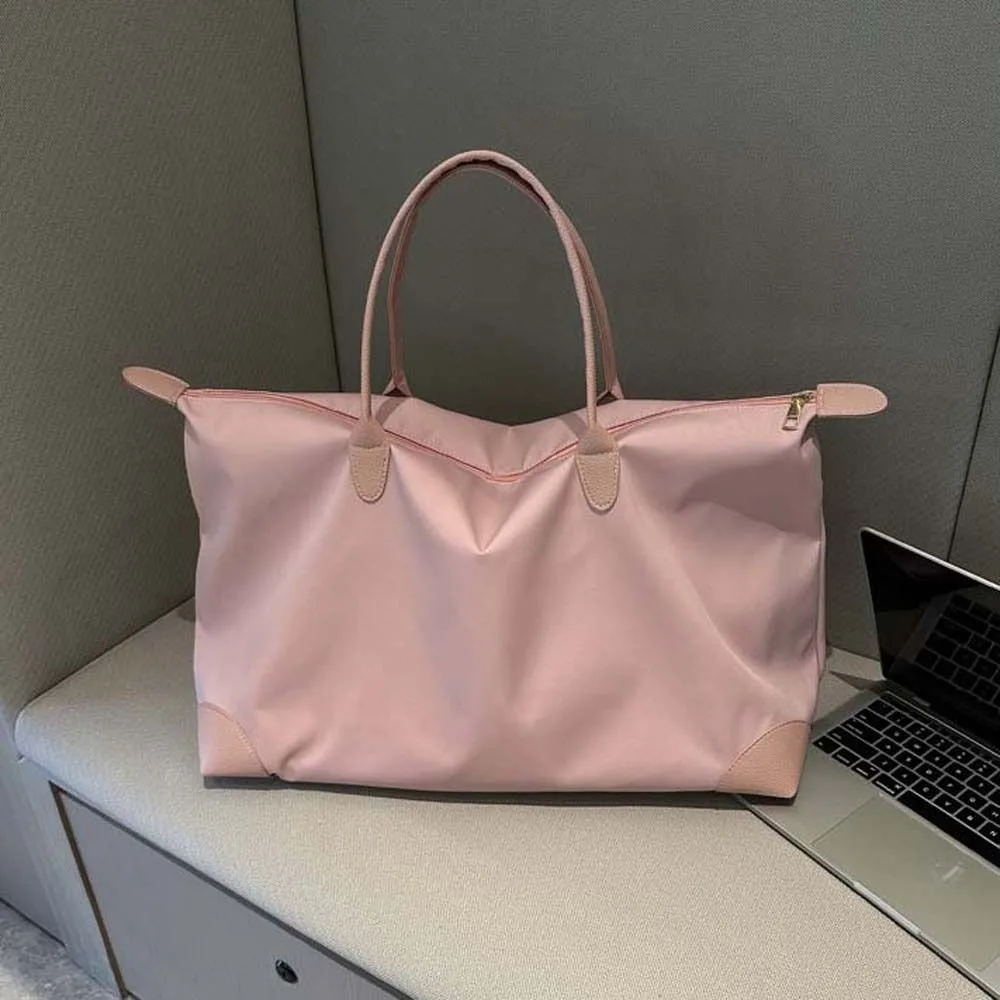 Solid Color Oxford Tote Bag Large Capacity Waterproof Nylon Shoulder Bag Travel Wash Bag Mommy Bag Simple Underarm Bag Shoppin