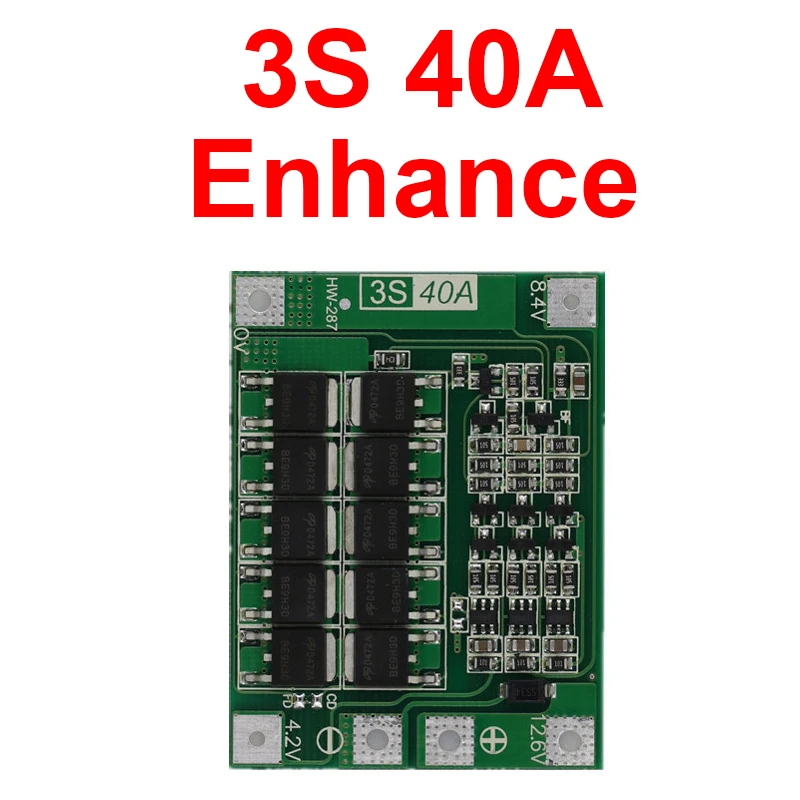 3S 4S 40A 60A Li-ion Lithium Battery Charger Protection Board 18650 BMS For Drill Motor 11.1V 12.6V/14.8V 16.8V Enhance Balance