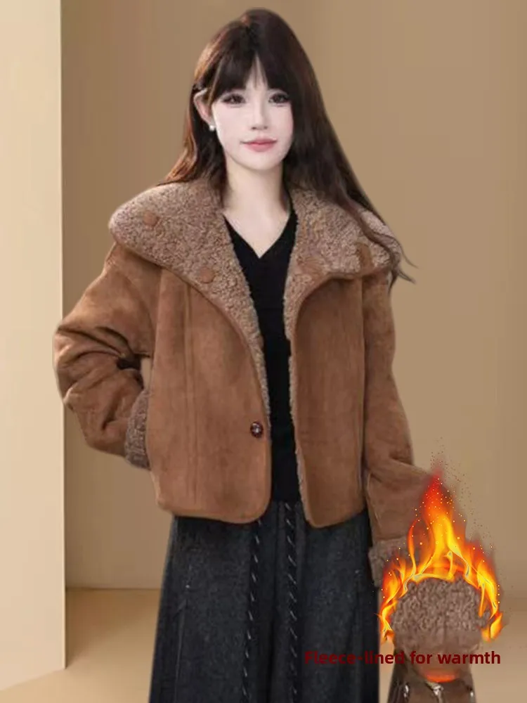 Thiened Fce Jaet-ropa de calle antienvejecimiento para mujer, Top cálido, informal, holgado, con cuello clásico, invierno