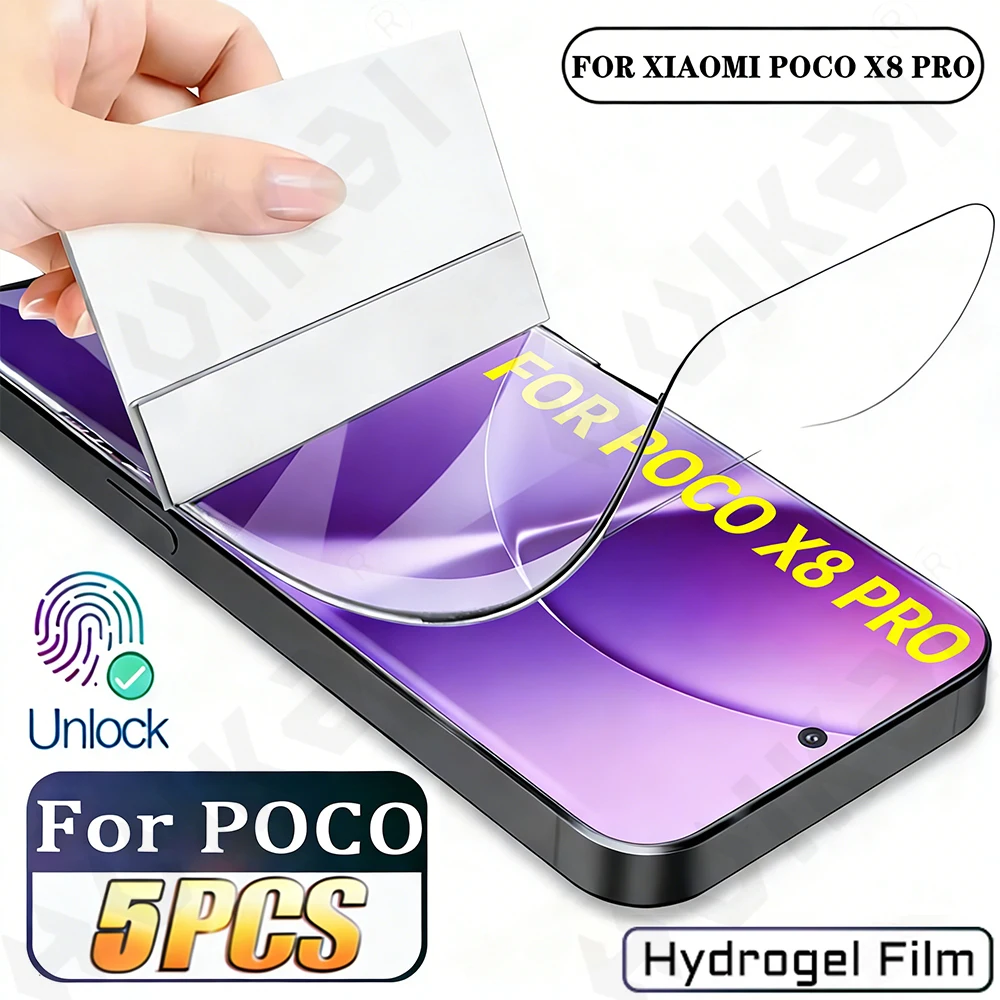 5 Pcs Hrdrogel Film For Xiaomi Poco X8 Pro Max 4G 5G  HD Transparent TPU High Sensitivity Protective Film Back
