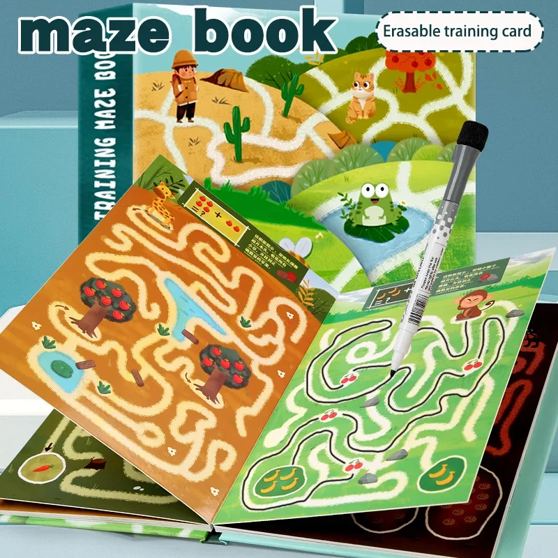 Training Maze Pen Control Book Children Labyrinth Drawing Tablet Hand Training Shape Games Set Educational Toys