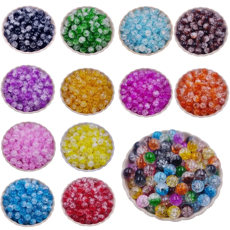 5-40Pcs/lot 8-16mm Imitate Glass Crackle Resin Beads For Jewelry Making Handmade Bracelets Pendant Keychain Chain Accessories