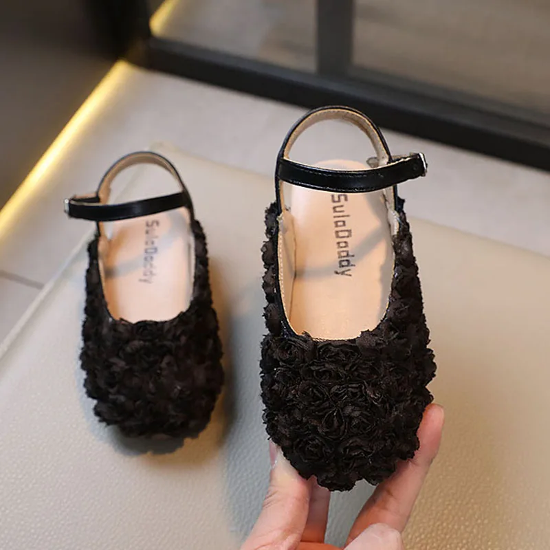 Fancy Lace Floral Slingback Sandals For Kids Brand Design Round Toe Rose Ballet Flats Child Wedding Flower Girl Shoes