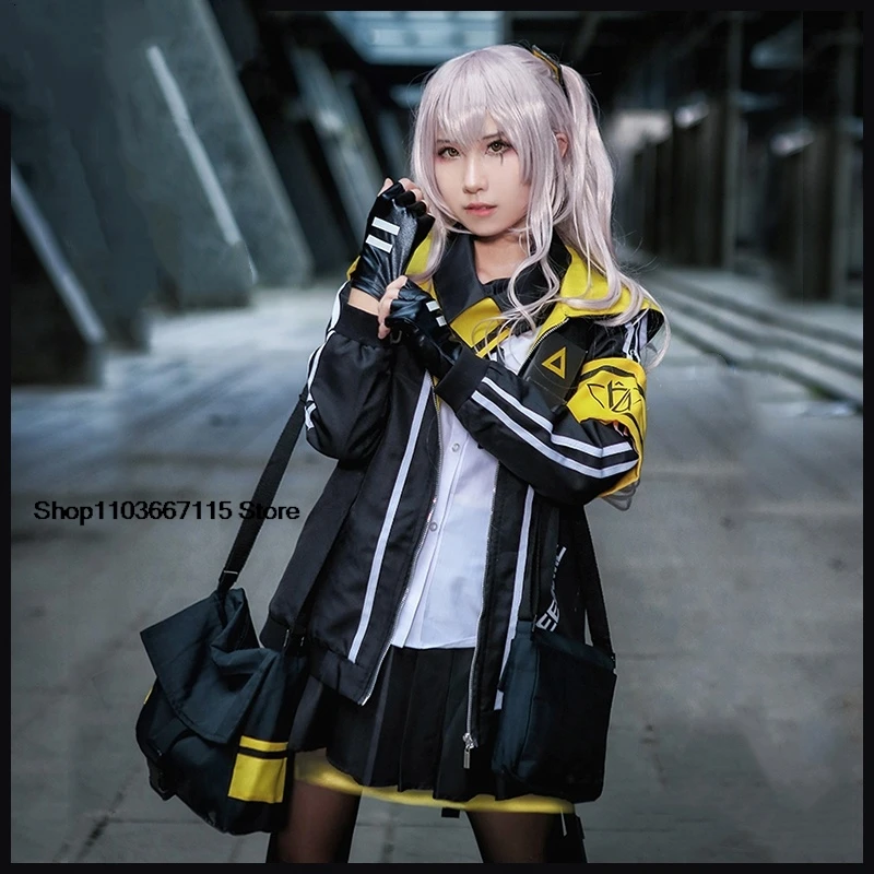 Hot Game Girls Frontline Cosplay UMP45 Cosplay Costume Wig Bags Party Daily Uniform Cosplay Costume Top Skirts Scarf Gloves Set