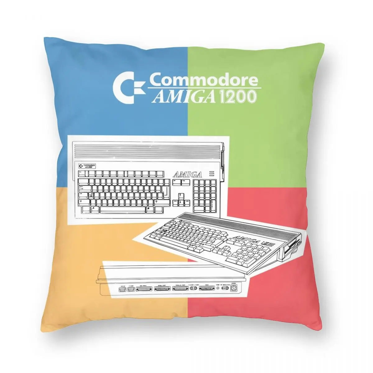 Commodore Amiga 1200 Square Pillowcase Polyester Linen Velvet Pattern Zip Decor Room Cushion Cover 45x45