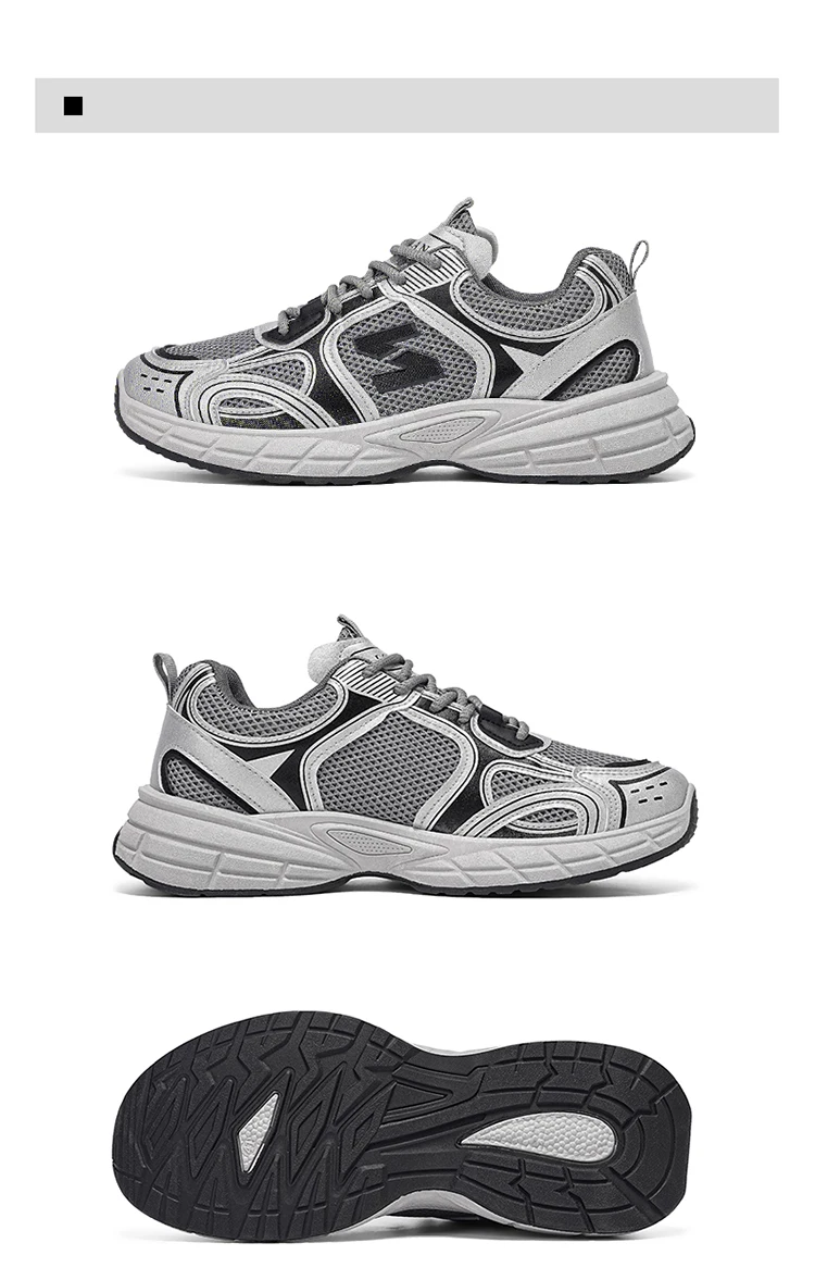 LOEIKAN Herren-Sneaker mit Patchwork-Mesh, lässige Turnschuhe mit klobiger, dicker Sohle, zum Schnüren, Dad-Schuhe, vielseitiges Schuhwerk für den täglichen Pendelverkehr – Detail 18