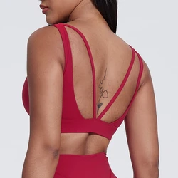 Sexy Backless Yoga Sports Bra Women Gym Workout Crop Top Vest High Impact Fitness Bralette Running Tight Underwear Sportswear