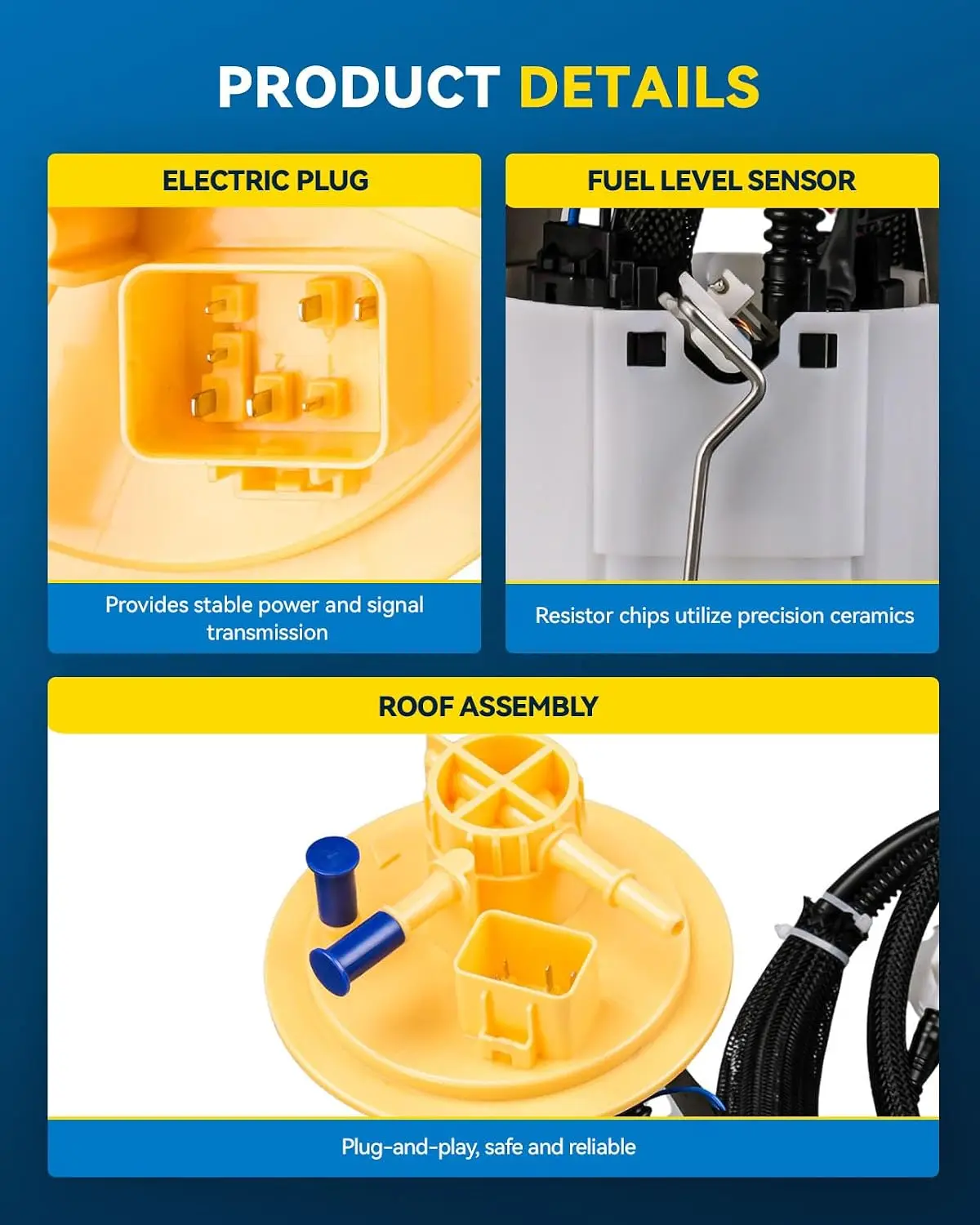 Electric Fuel Pump Assembly, Direct Fit Replacement Fuel Pump Module, Durable Construction, Easy Installation, Compatible with Select Sedan and SUV Models