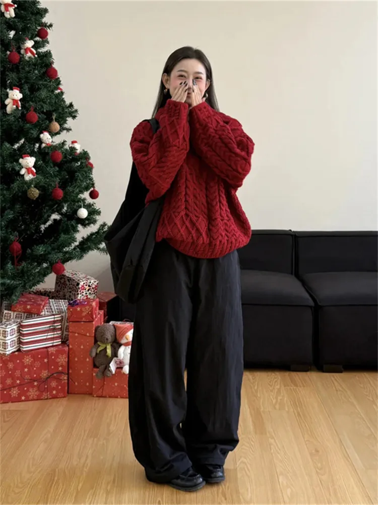 

Sweet Sle Loose Fit Red Knitwear Spring New Faionable Women's Top Trendy Sweater Comfortable Breathable Moisture ng