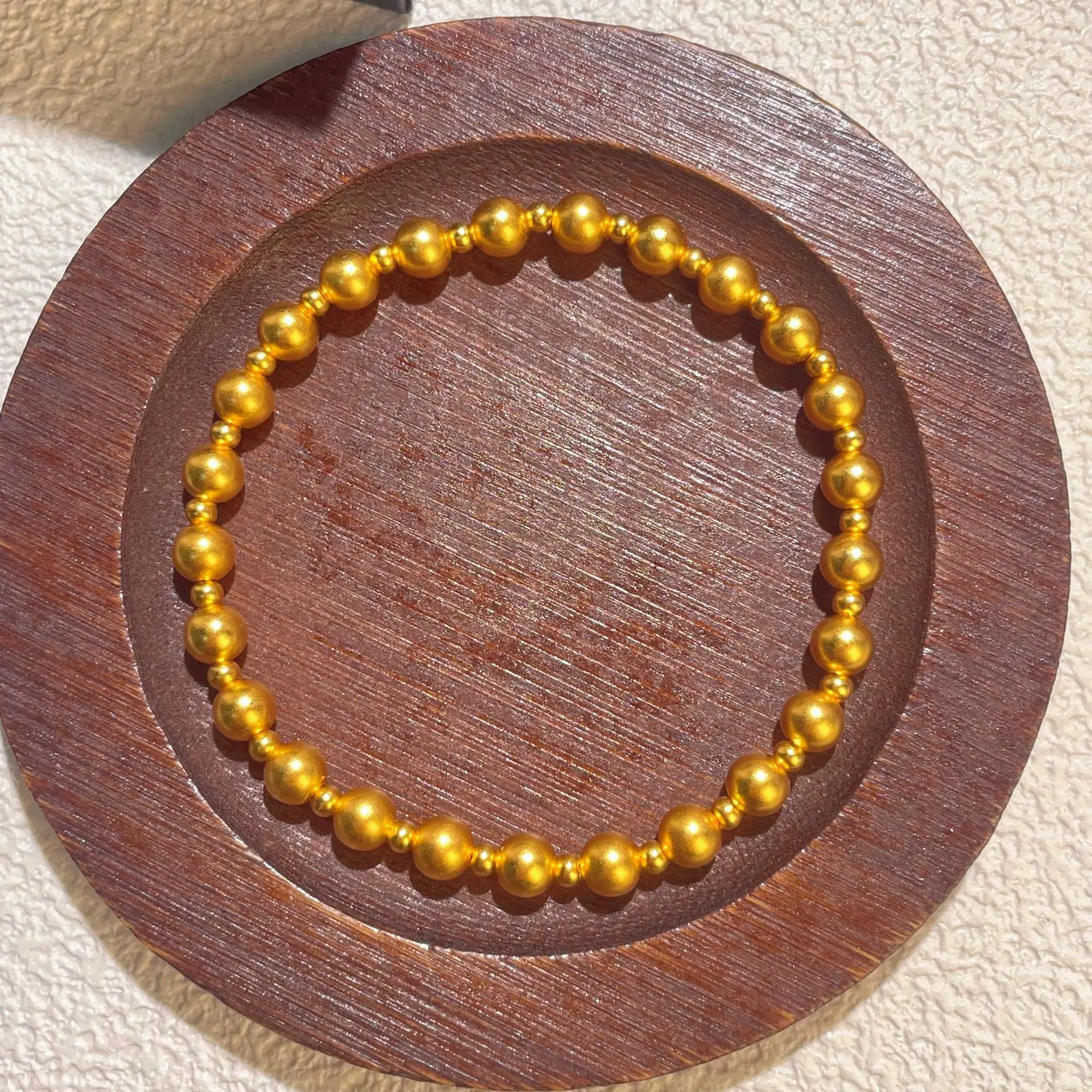 

S925 Sterling Silver Ancient Round Bead Bracelet For Women New Chinese Style Gold Plated Buddha Bead Lucky Charm Bracelet Gift
