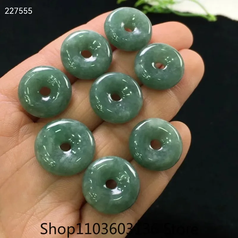 Genuine Natural Jade A Green Gemstone Pendant 15-18mm Necklace Round Donut Emerald Women Men Barrel Stone Jade Accessories DIY