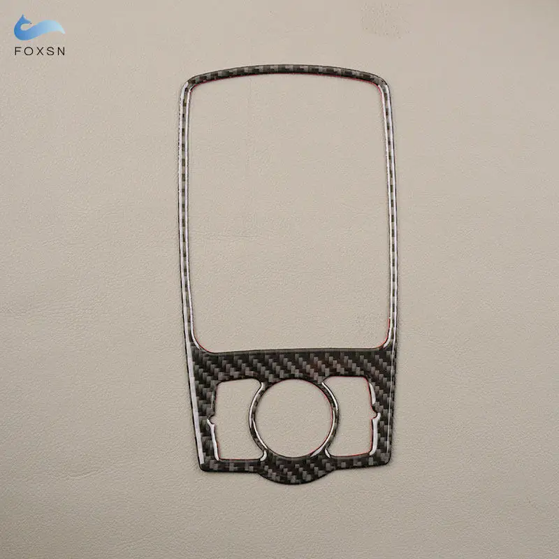 Car Soft Carbon Fiber Interior Accessories Center Gear Button Panel Frame Sticker Trim For Audi Q7 2007 2008 2009 2010-2015