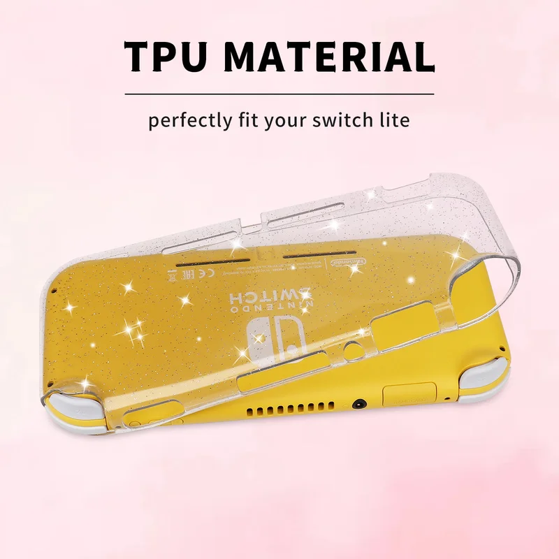 Soft TPU Crystal Glitter Case for Switch Lite Video Game Console Transparent Protective Case Cover for Switch Lite Shell Skin